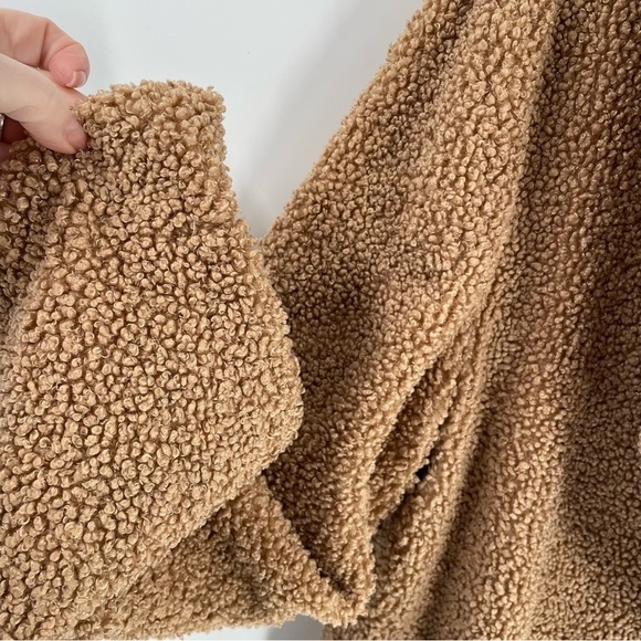 Sanctuary Faux Fur Caramel Colored Double Breasted One Snap Teddy Coat Jacket - Picture 3 of 14